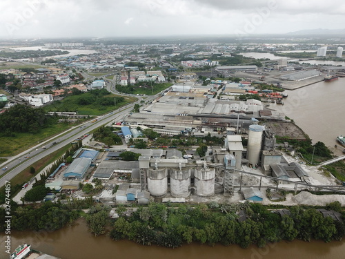 Kuching, Sarawak / Malaysia - February 21, 2020: The CMS Cement Industrial Plant and Factory at the Muara Tabuan area photo