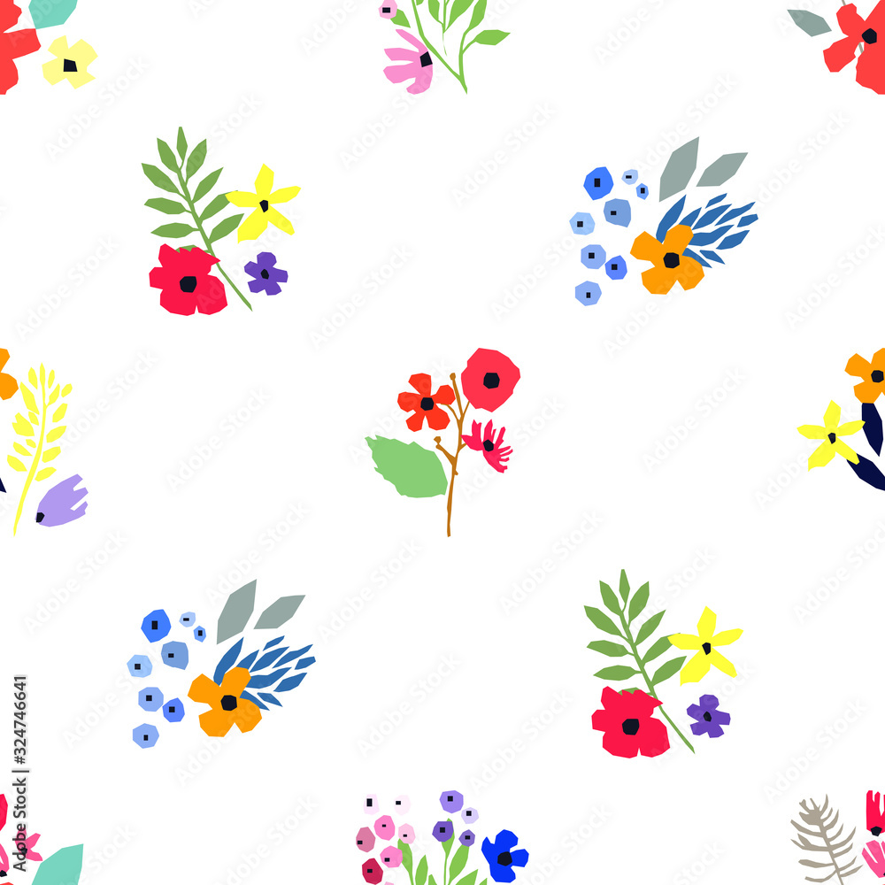 Seamless pattern. Vector floral design with wildflowers. Romantic background Seamless pattern. Vector floral design with wildflowers. Romantic background