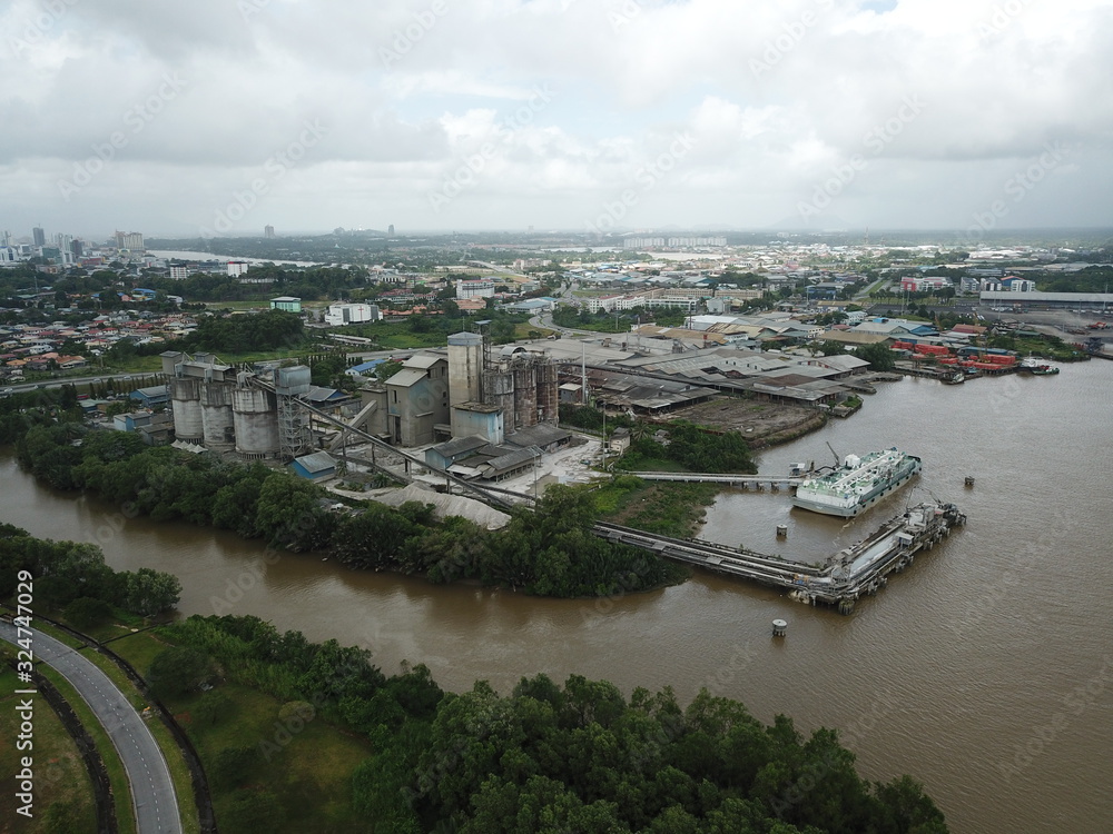 Kuching, Sarawak / Malaysia - February 21, 2020: The CMS Cement Industrial Plant and Factory at the Muara Tabuan area