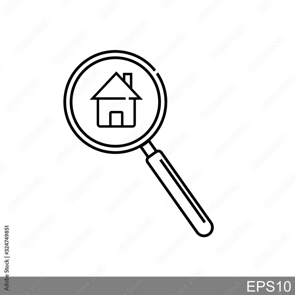 Search house concept on white background, vector illustration Search house concept on white background, vector illustration