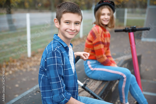 Active teenagers with kick ...