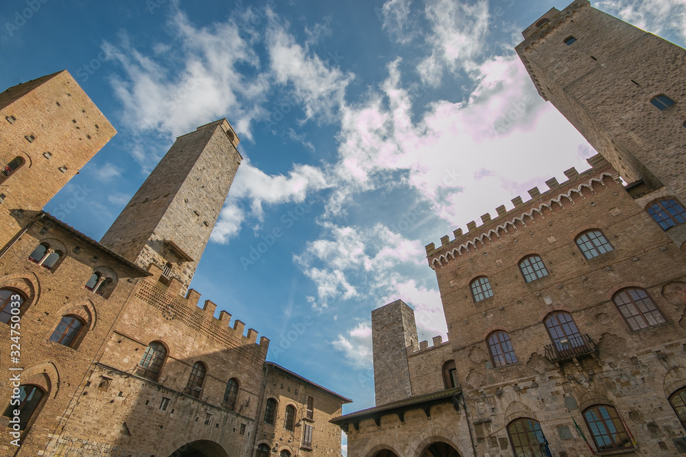 Square in the old town of San Gimignano in Tuscany