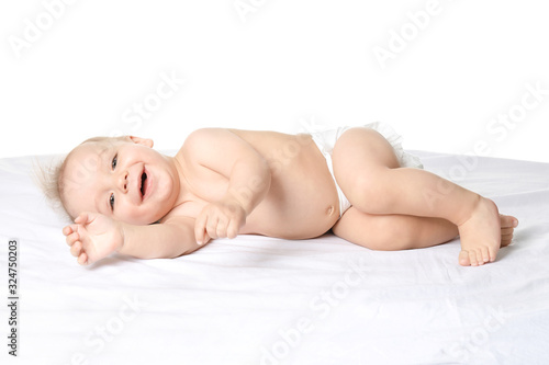 Cute funny baby isolated on white