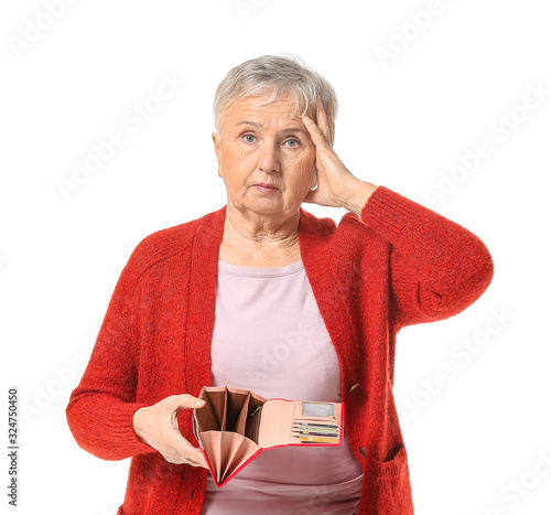 Senior woman with empty wal...