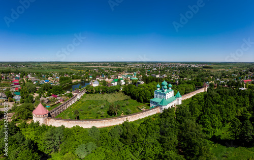 Boris and Gleb Monastery area, Yaroslavl region. Panoramic aerial view photo