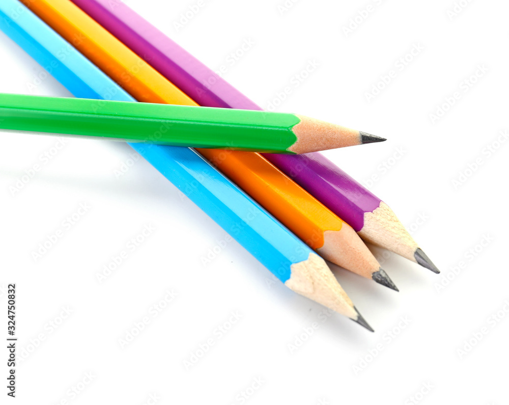 Ordinary pencils on white background Ordinary pencils on white background