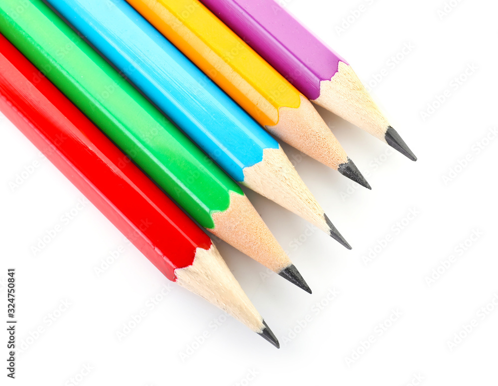 Ordinary pencils on white background Ordinary pencils on white background
