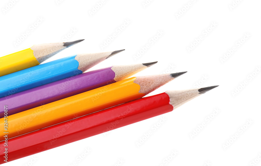 Ordinary pencils on white background Ordinary pencils on white background