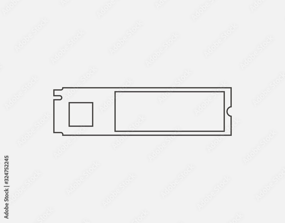 Solid state drive, ssd m2 icon. Vector illustration, flat design. Solid state drive, ssd m2 icon. Vector illustration, flat design.