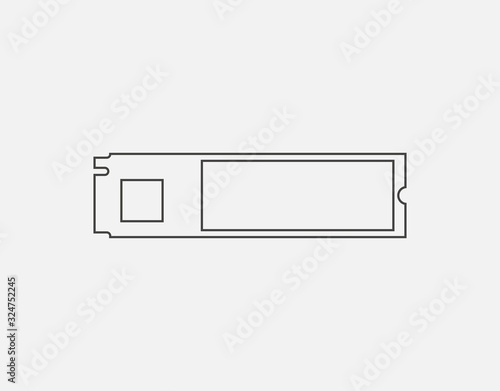 Solid state drive, ssd m2 icon. Vector illustration, flat design.