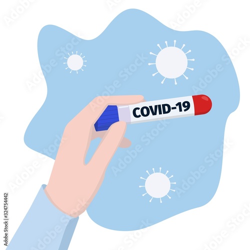 Covid-19 epidemic concept. Blood test for novel coronavirus. Isolated vector illustration.