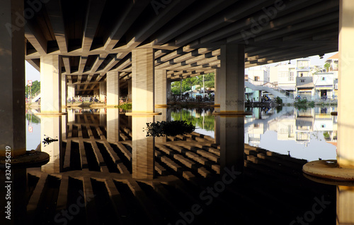 Photography Amazing scene under bridge with reflection wonderful shadow, shape, lines, curve