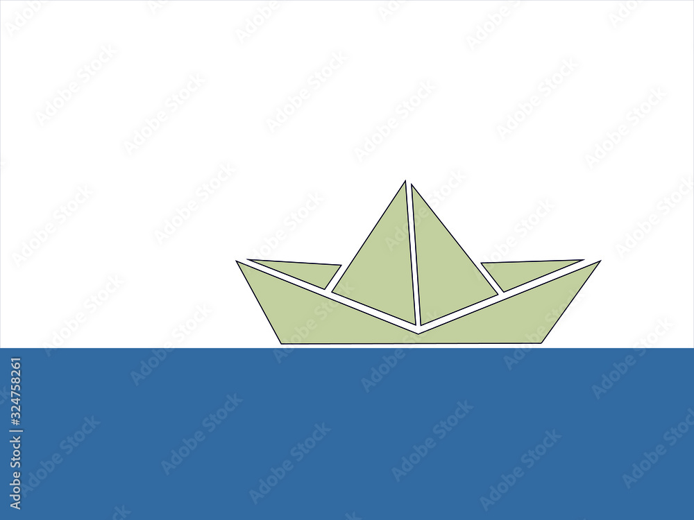 a paper ship, paper boat illustration on the white background a paper ship, paper boat illustration on the white background
