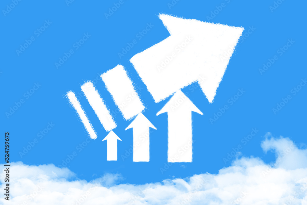 Arrow shaped cloud on blue sky Arrow shaped cloud on blue sky
