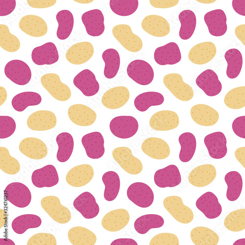Colorful raw potato vector cartoon style seamless pattern background.