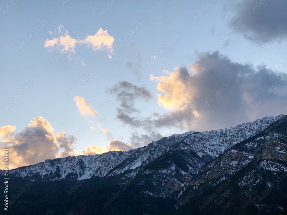 Beautiful view of the mountains and clouds