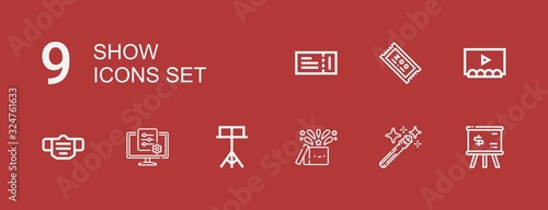 Editable 9 show icons for web and mobile