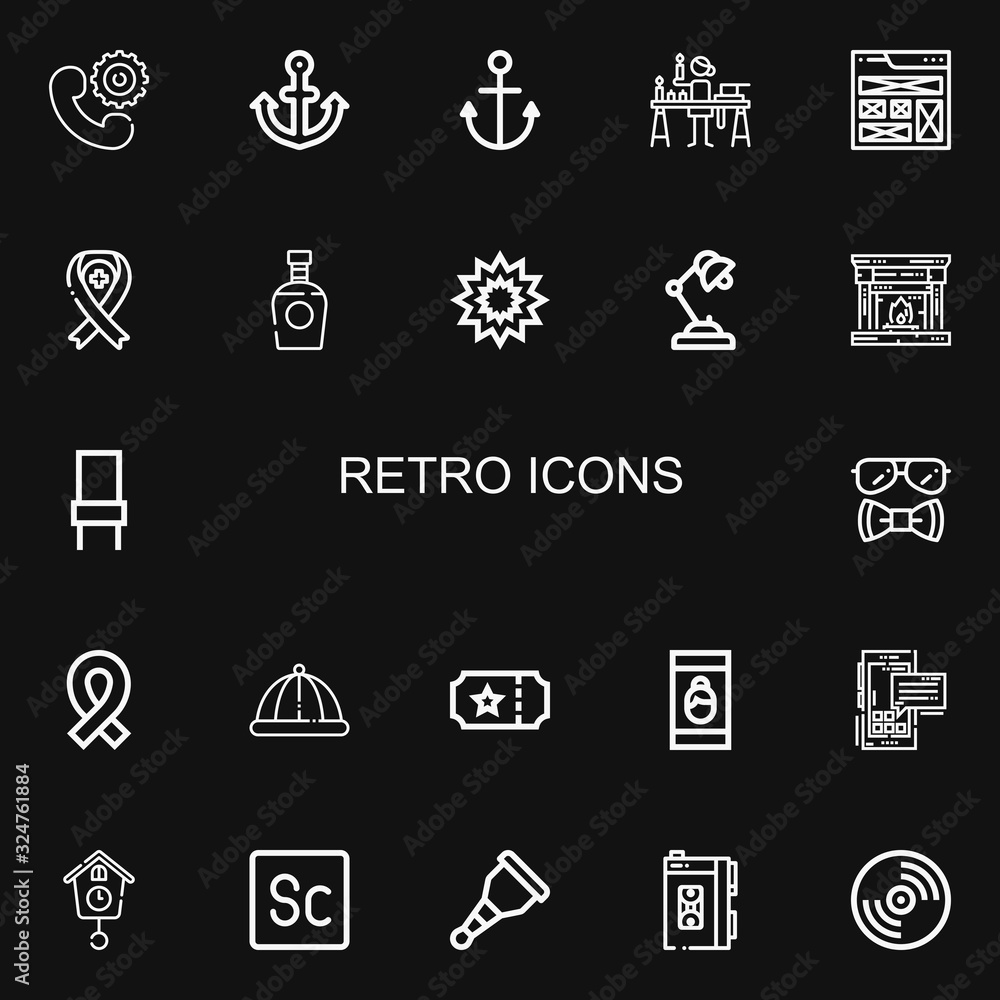 Editable 22 retro icons for web and mobile