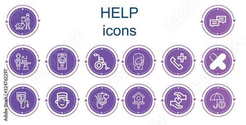 Editable 14 help icons for web and mobile