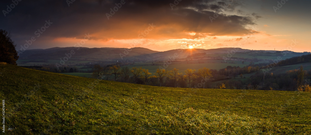 Autumn sunset at Lower Silesia/Poland