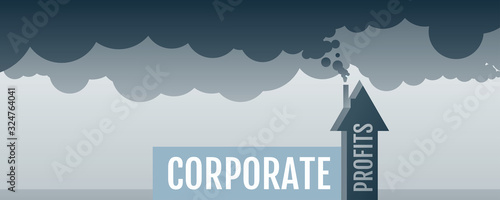 Industrial and corporate pollution impact in the environment driven by profit concept minimal illustration