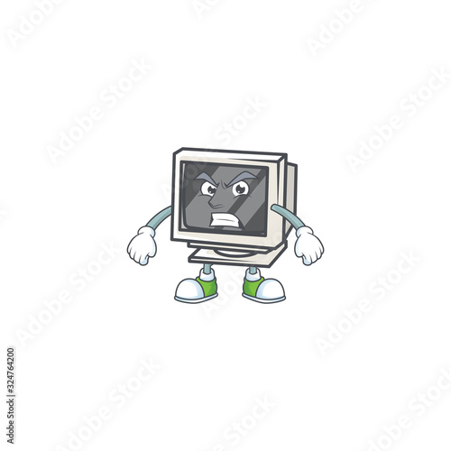 cartoon character of vintage monitor with angry face