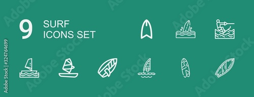 Editable 9 surf icons for web and mobile