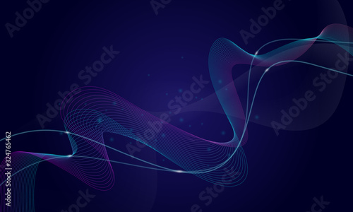 Abstract light line waves in dark background, modern abstract geometric shape background