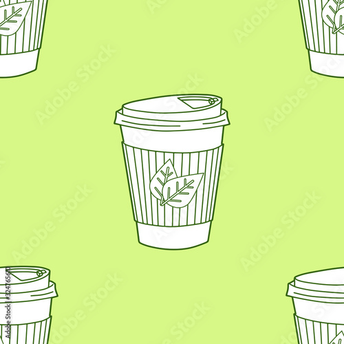 Hand drawn tea cups. Vector seamless pattern. Illustration for menu, printing onto fabric and paper or scrap booking.