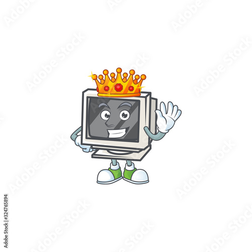 A dazzling of vintage monitor stylized of King on cartoon mascot design