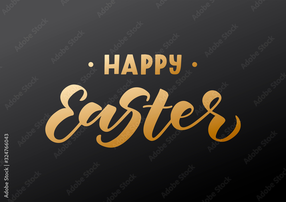 Naklejka premium Happy Easter hand drawn lettering