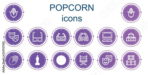 Editable 14 popcorn icons for web and mobile