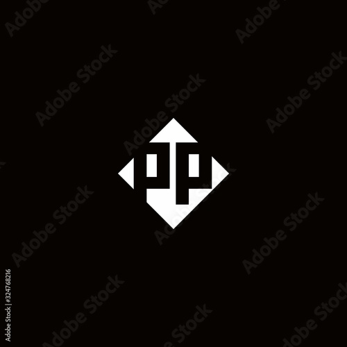 Monogram logo design with diamond square shape