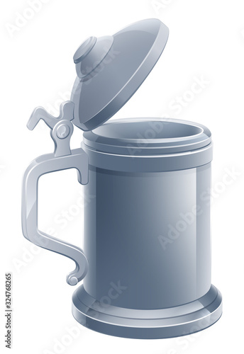 A cartoon beer stein pint tankard mug