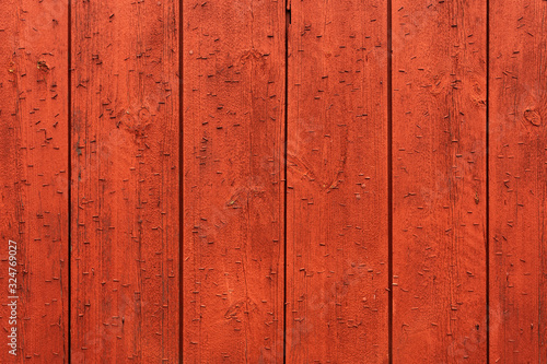 Red wooden wall of a Norwegian cabin or barn