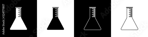 Set Oil petrol test tube icon isolated on black and white background. Vector Illustration