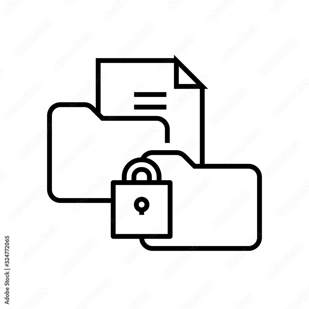 Blocked folder line icon, concept sign, outline vector illustration, linear symbol. Blocked folder line icon, concept sign, outline vector illustration, linear symbol.