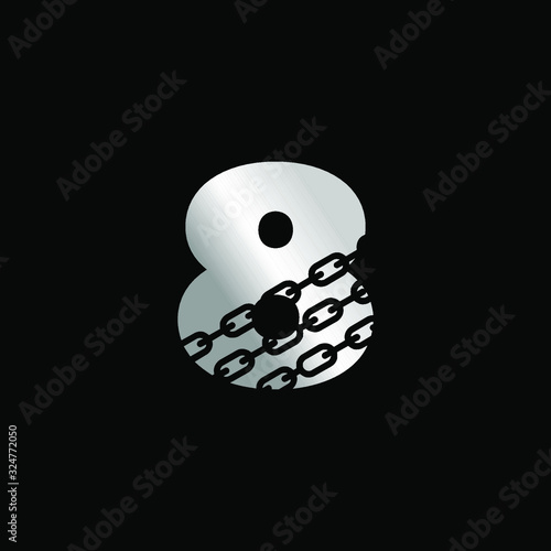 Initial Number 8 with Chain