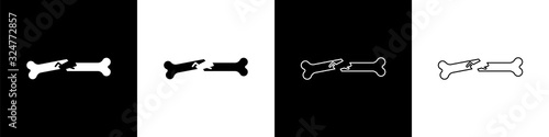 Set Human broken bone icon isolated on black and white background. Vector Illustration