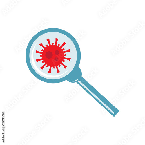 Coronavirus in China. Novel coronavirus 2019-nCoV. Virus quarantine. MERS-Cov middle East respiratory syndrome. Studying the disease bacteria through a magnifying magnifier. Diagnosis of the disease.