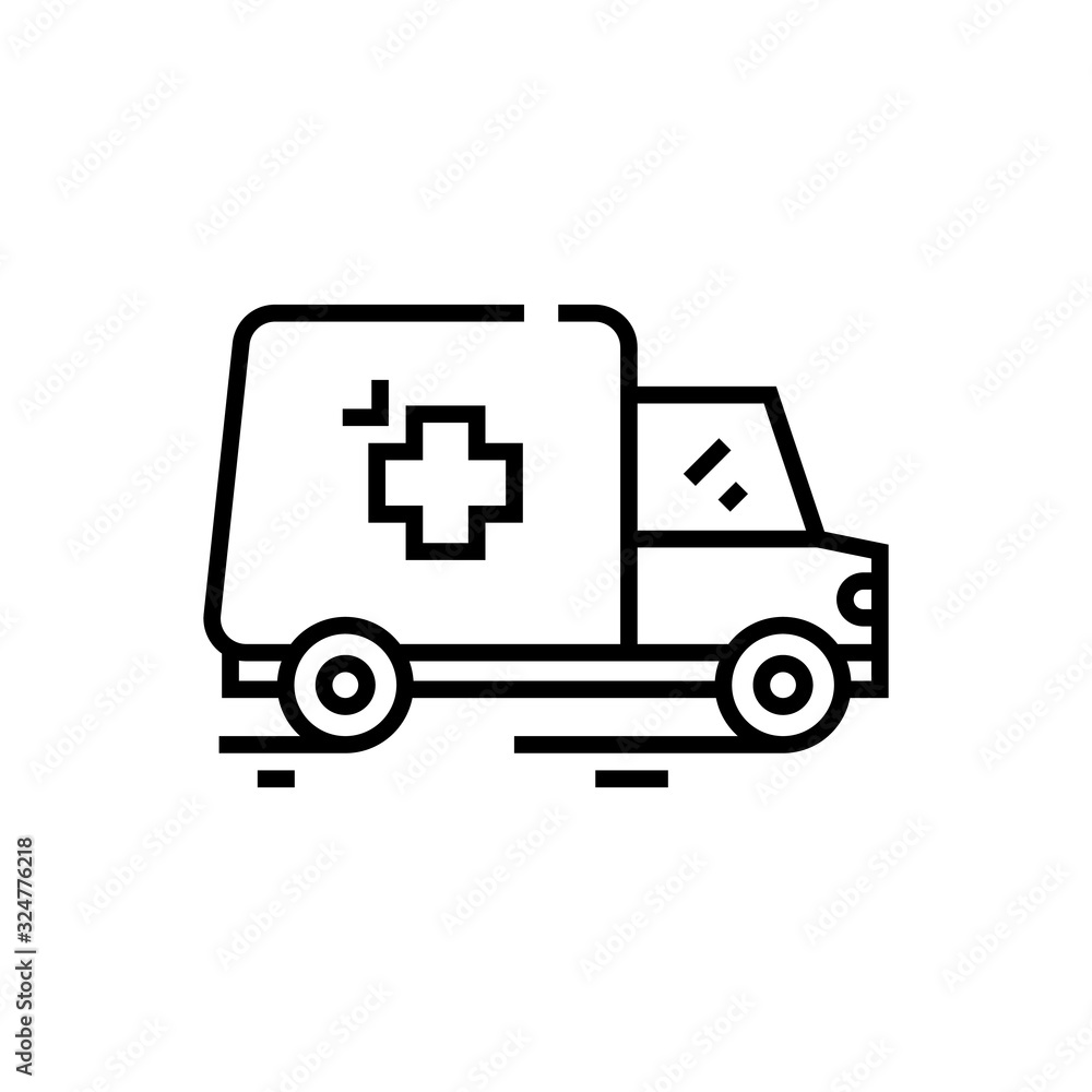 Ambilance car line icon, concept sign, outline vector illustration, linear symbol. Ambilance car line icon, concept sign, outline vector illustration, linear symbol.