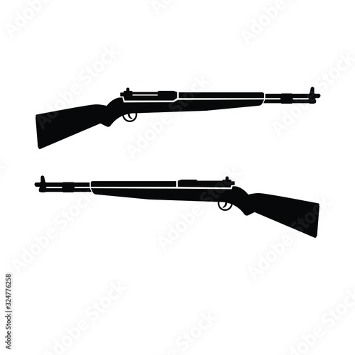 Long gun in black and white