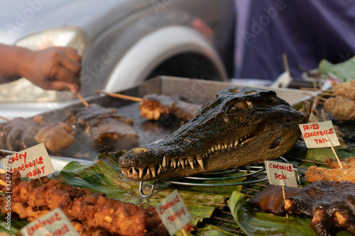 Fried crocodile Street food