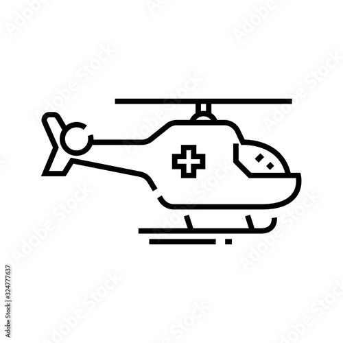 Ambulance helicopter line icon, concept sign, outline vector illustration, linear symbol.