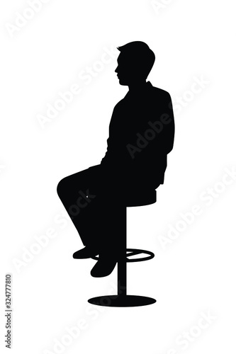 Business man sits on chair silhouette vector