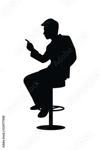 Business man sits on chair silhouette vector