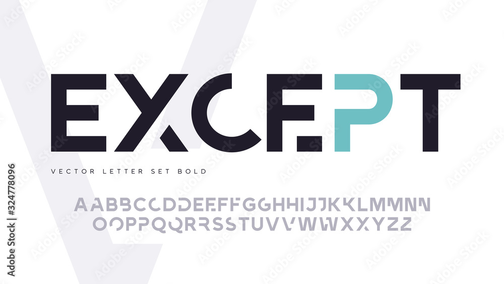 Fototapeta premium Contemporary geometric uppercase letter set, vector alphabet, typography
