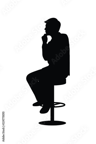 Business man sits on chair silhouette vector