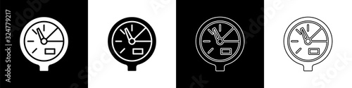 Set Water meter icon isolated on black and white background. Vector Illustration