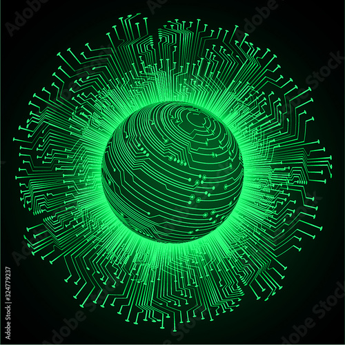 green world cyber circuit future technology concept background